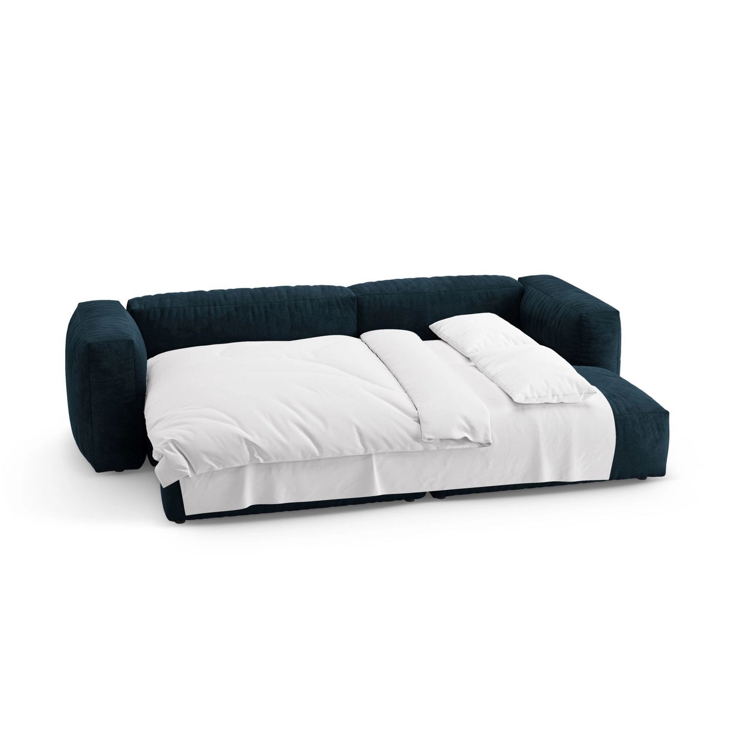 Martina 4-Sitzer Ecksofa mit Schlaffunktion, Rechte Seite, aus Samt in Tiefes Petrol (Vogue 13), 280x170 cm von Micadoni – Bild 8