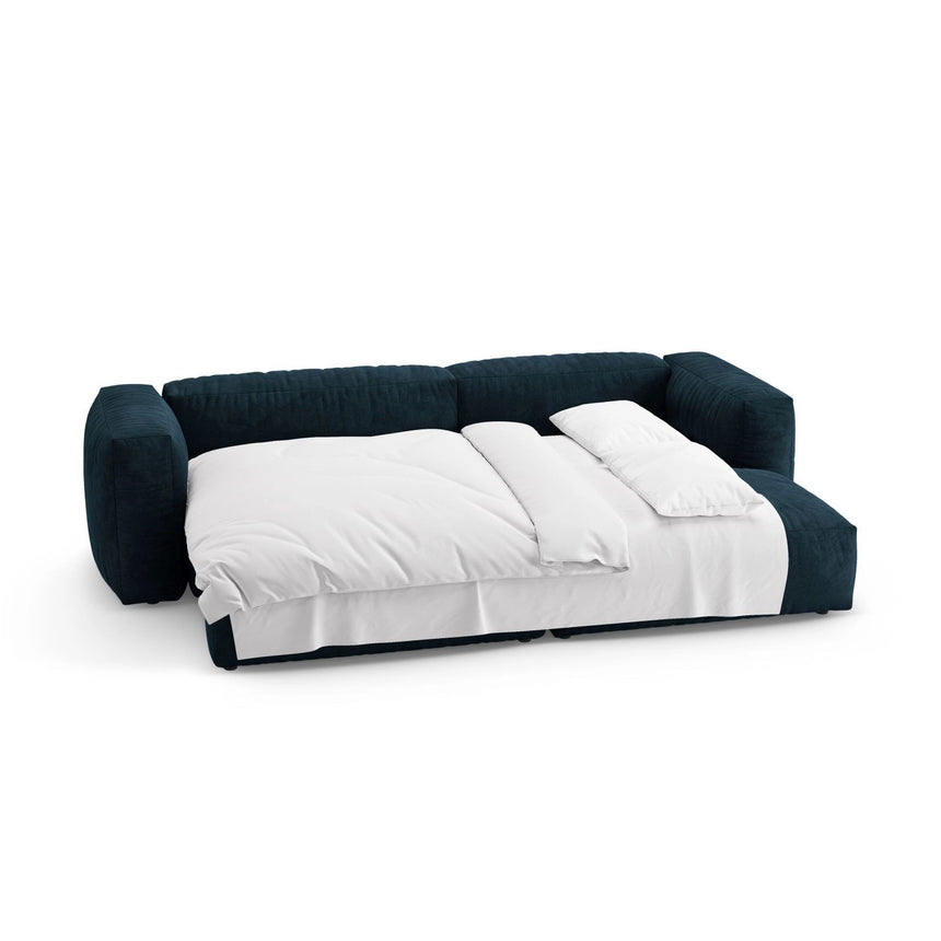 Martina 4-Sitzer Ecksofa mit Schlaffunktion, Rechte Seite, aus Samt in Tiefes Petrol (Vogue 13), 280x170 cm von Micadoni – Bild 8
