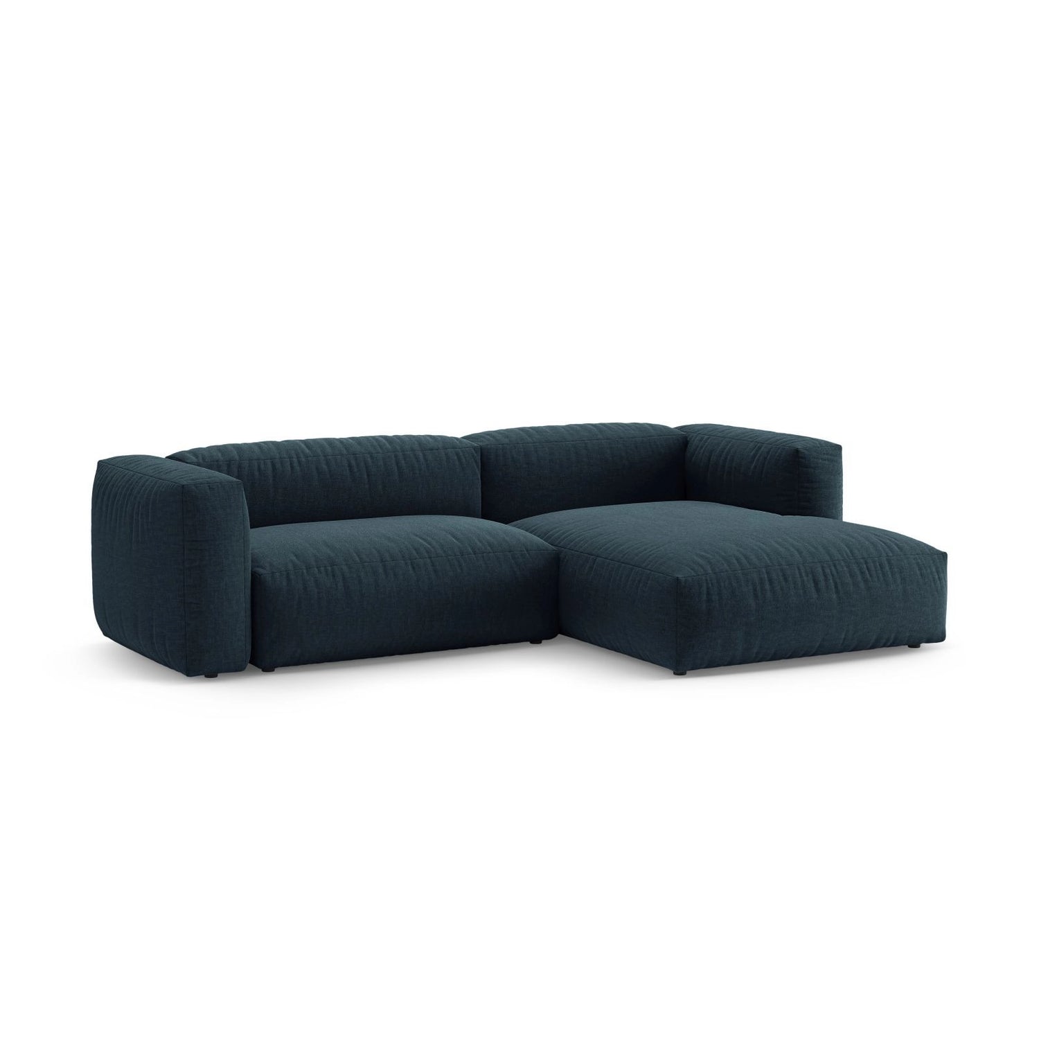 Martina 4-Sitzer Ecksofa mit Schlaffunktion, Rechte Seite, aus Strukturierter Stoff in Blau Jeans (Boston Ocean), 280x170 cm von Micadoni – Bild 5