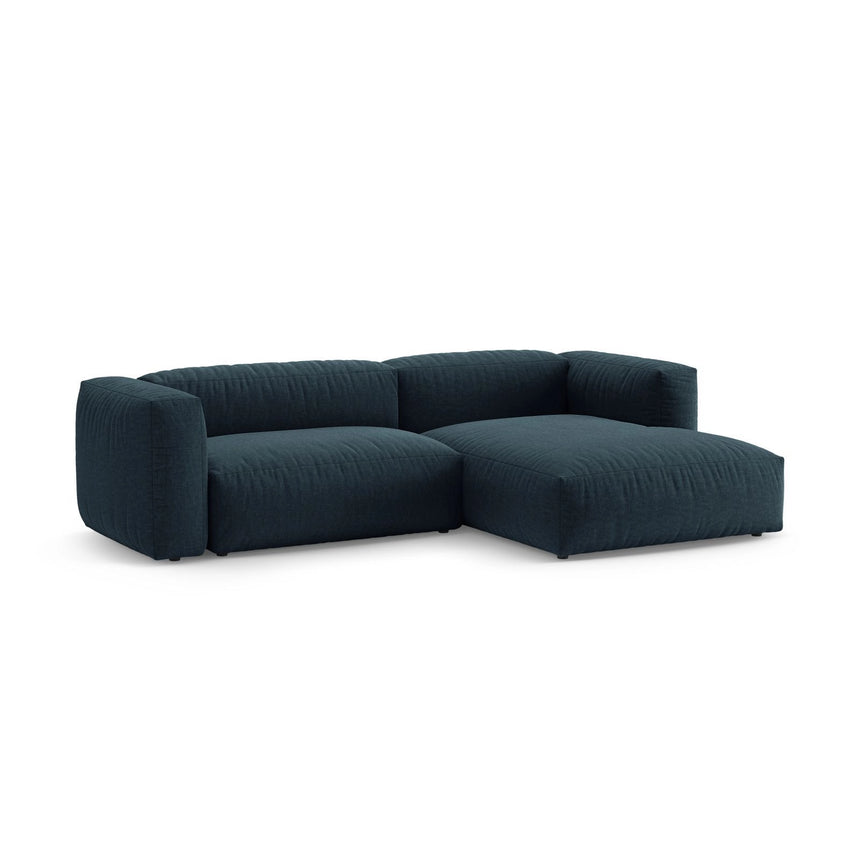 Martina 4-Sitzer Ecksofa mit Schlaffunktion, Rechte Seite, aus Strukturierter Stoff in Blau Jeans (Boston Ocean), 280x170 cm von Micadoni – Bild 5