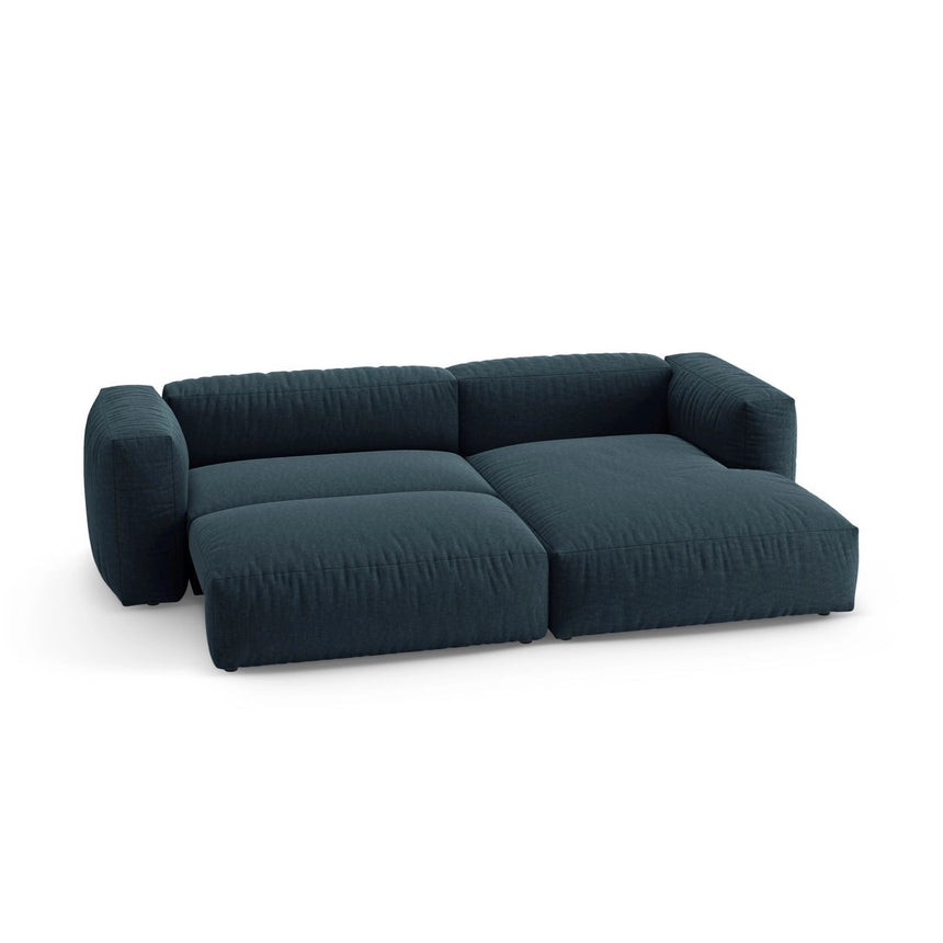 Martina 4-Sitzer Ecksofa mit Schlaffunktion, Rechte Seite, aus Strukturierter Stoff in Blau Jeans (Boston Ocean), 280x170 cm von Micadoni – Bild 6