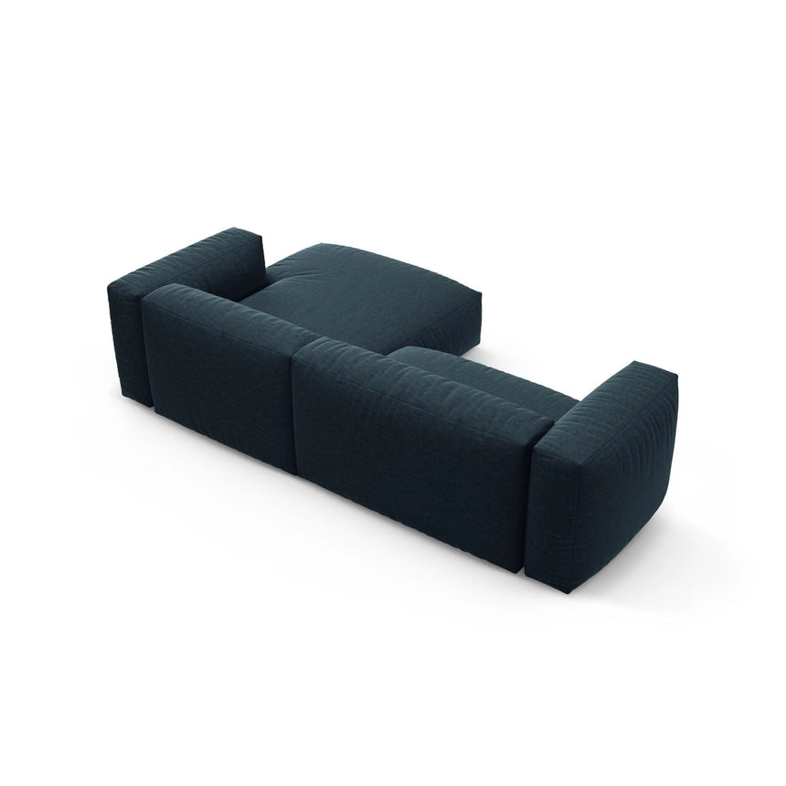 Martina 4-Sitzer Ecksofa mit Schlaffunktion, Rechte Seite, aus Strukturierter Stoff in Blau Jeans (Boston Ocean), 280x170 cm von Micadoni – Bild 8