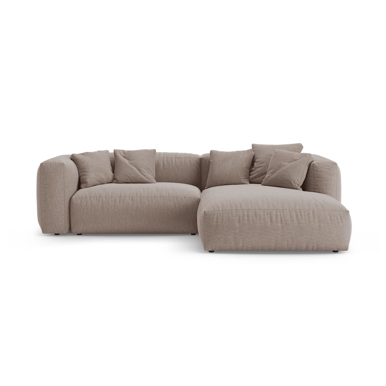 Martina 4-Sitzer Ecksofa mit Schlaffunktion, Rechte Seite, aus Strukturierter Stoff in Dunkelbeige (Boston Trufa), 280x170 cm von Micadoni – Bild 1