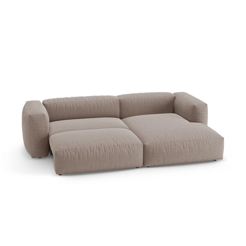 Martina 4-Sitzer Ecksofa mit Schlaffunktion, Rechte Seite, aus Strukturierter Stoff in Dunkelbeige (Boston Trufa), 280x170 cm von Micadoni – Bild 6