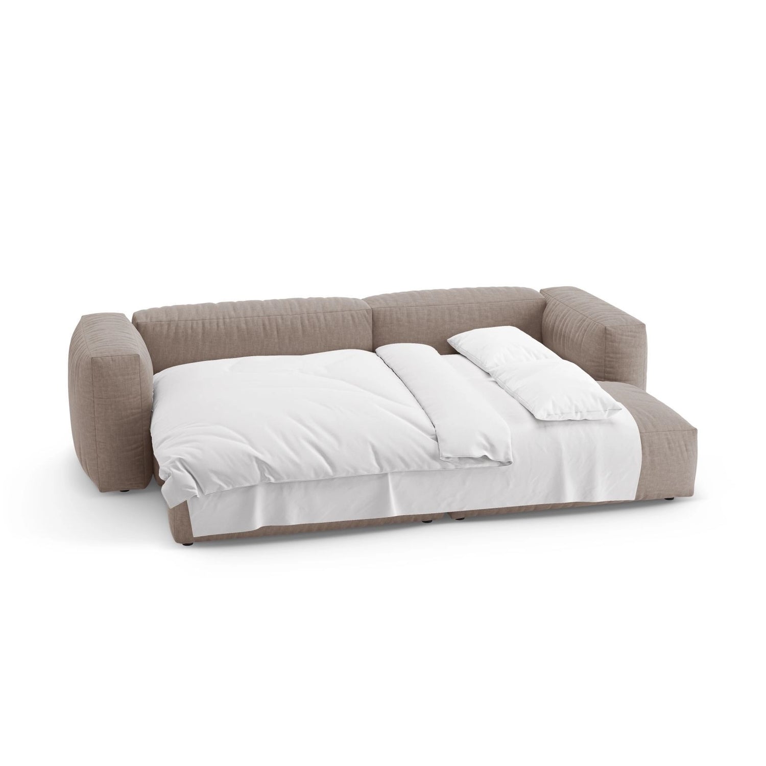 Martina 4-Sitzer Ecksofa mit Schlaffunktion, Rechte Seite, aus Strukturierter Stoff in Dunkelbeige (Boston Trufa), 280x170 cm von Micadoni – Bild 7