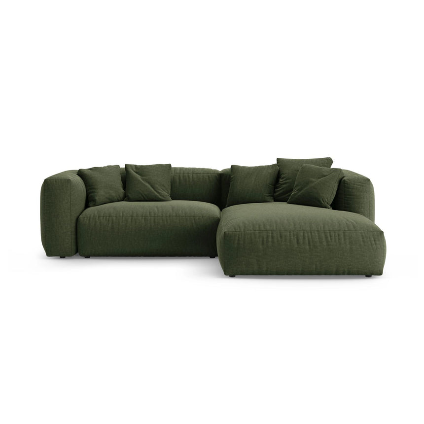 Martina 4-Sitzer Ecksofa mit Schlaffunktion, Rechte Seite, aus Strukturierter Stoff in Grün (Boston Forest), 280x170 cm von Micadoni – Bild 1