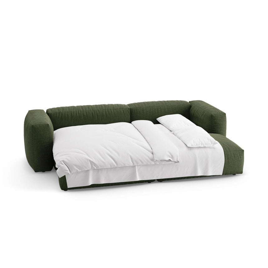 Martina 4-Sitzer Ecksofa mit Schlaffunktion, Rechte Seite, aus Strukturierter Stoff in Grün (Boston Forest), 280x170 cm von Micadoni – Bild 7