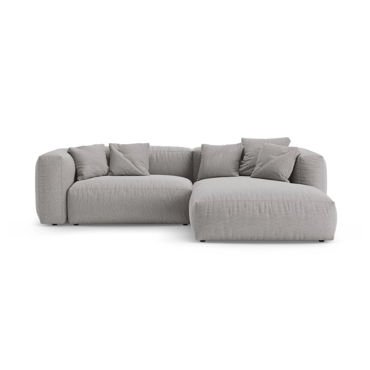 Martina 4-Sitzer Ecksofa mit Schlaffunktion, Rechte Seite, aus Strukturierter Stoff in Hellgrau (Boston Light Grey), 280x170 cm von Micadoni – Bild 1