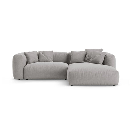Martina 4-Sitzer Ecksofa mit Schlaffunktion, Rechte Seite, aus Strukturierter Stoff in Hellgrau (Boston Light Grey), 280x170 cm von Micadoni – Bild 1