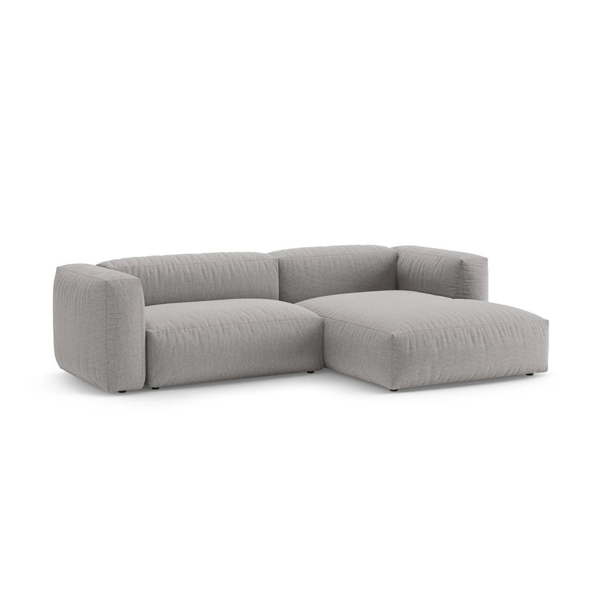 Martina 4-Sitzer Ecksofa mit Schlaffunktion, Rechte Seite, aus Strukturierter Stoff in Hellgrau (Boston Light Grey), 280x170 cm von Micadoni – Bild 5