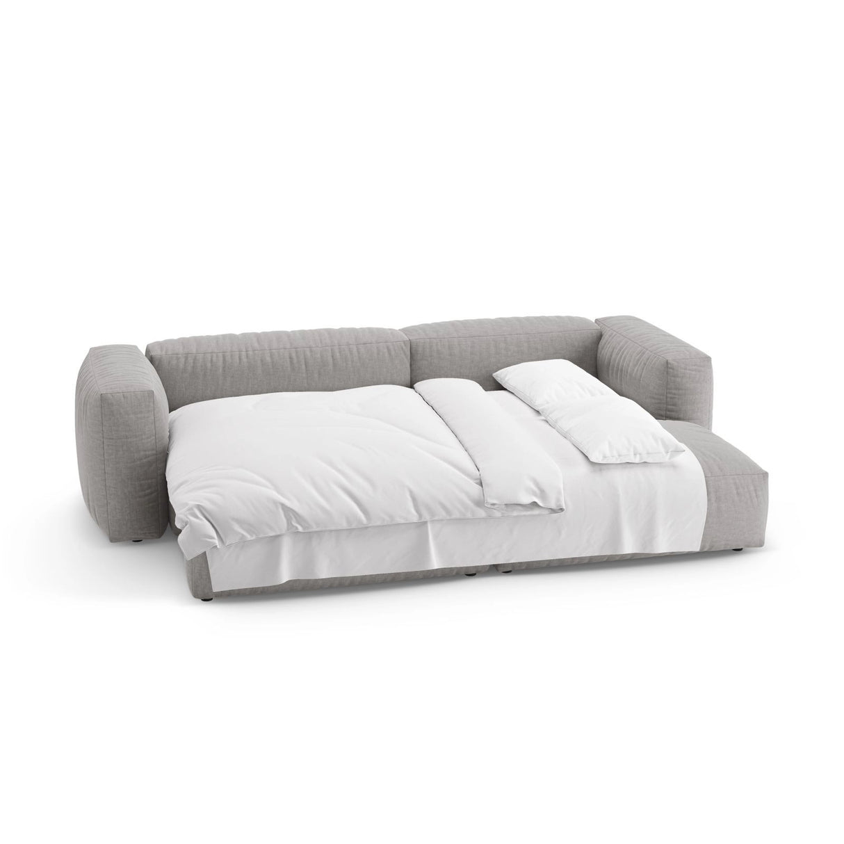 Martina 4-Sitzer Ecksofa mit Schlaffunktion, Rechte Seite, aus Strukturierter Stoff in Hellgrau (Boston Light Grey), 280x170 cm von Micadoni – Bild 7