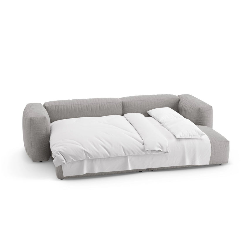Martina 4-Sitzer Ecksofa mit Schlaffunktion, Rechte Seite, aus Strukturierter Stoff in Hellgrau (Boston Light Grey), 280x170 cm von Micadoni – Bild 7