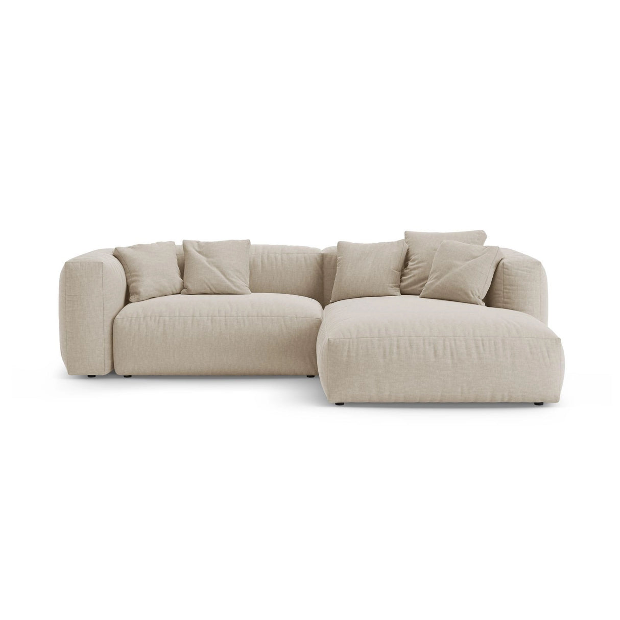 Martina 4-Sitzer Ecksofa mit Schlaffunktion, Rechte Seite, aus Strukturierter Stoff in Leichtes Beige (Boston Toffee), 280x170 cm von Micadoni – Bild 1