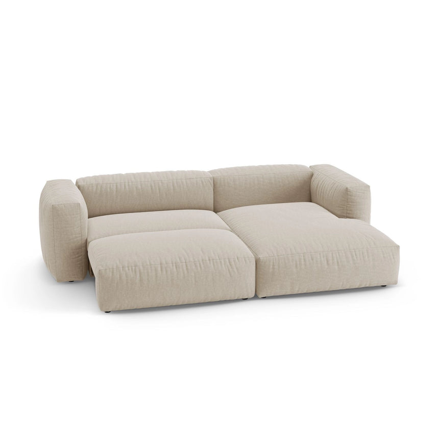 Martina 4-Sitzer Ecksofa mit Schlaffunktion, Rechte Seite, aus Strukturierter Stoff in Leichtes Beige (Boston Toffee), 280x170 cm von Micadoni – Bild 6