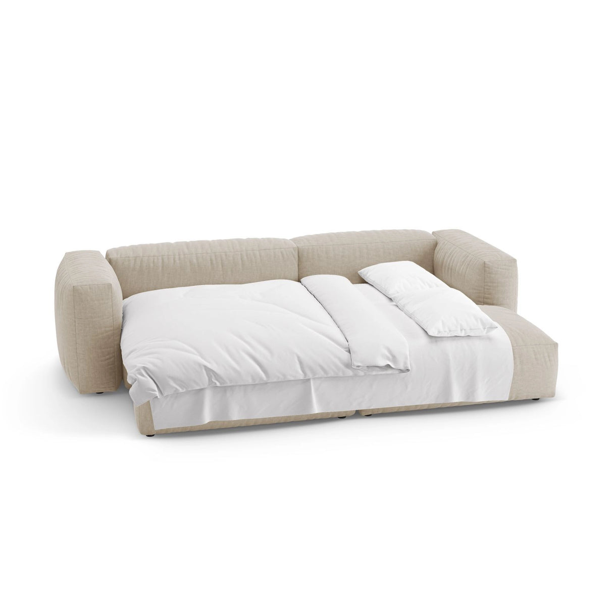 Martina 4-Sitzer Ecksofa mit Schlaffunktion, Rechte Seite, aus Strukturierter Stoff in Leichtes Beige (Boston Toffee), 280x170 cm von Micadoni – Bild 7