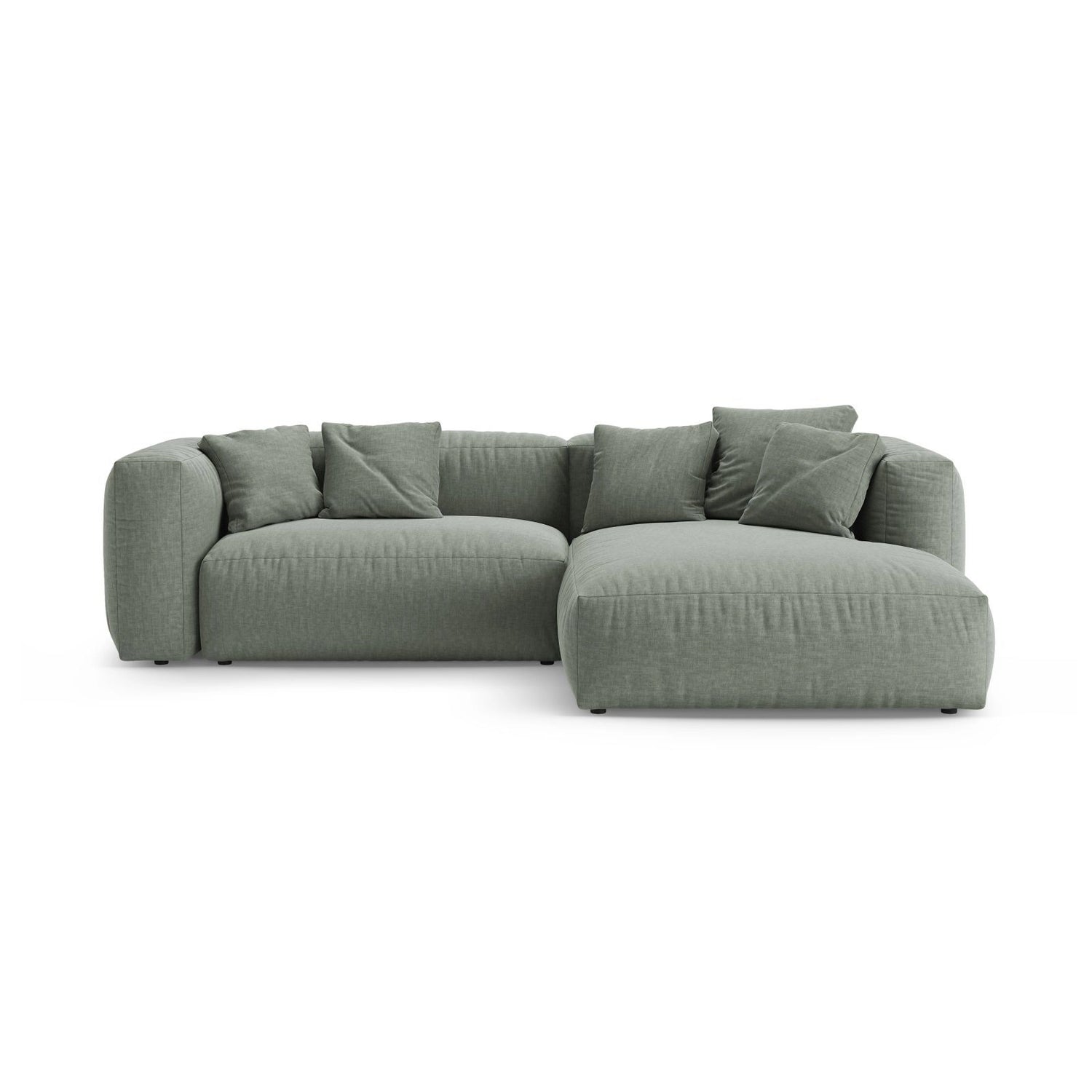 Martina 4-Sitzer Ecksofa mit Schlaffunktion, Rechte Seite, aus Strukturierter Stoff in Moosgrün (Boston Water Green), 280x170 cm von Micadoni – Bild 1