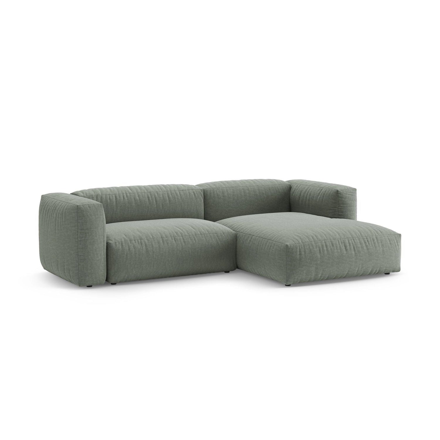 Martina 4-Sitzer Ecksofa mit Schlaffunktion, Rechte Seite, aus Strukturierter Stoff in Moosgrün (Boston Water Green), 280x170 cm von Micadoni – Bild 5