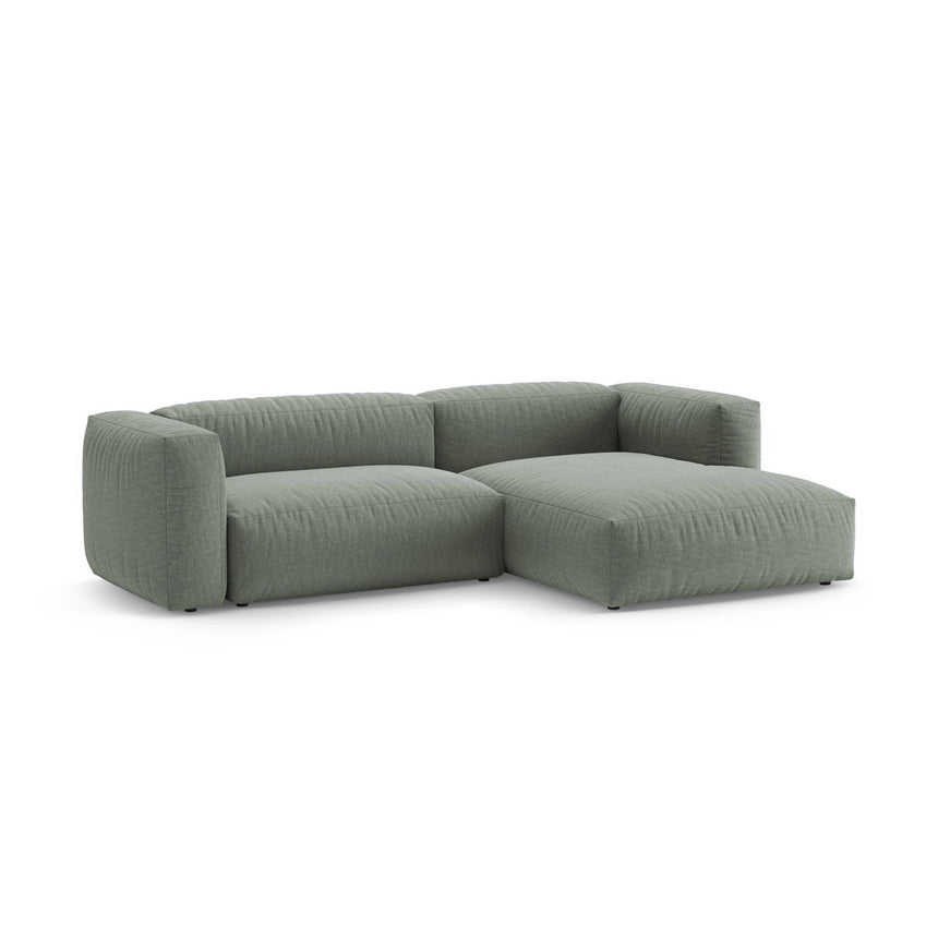 Martina 4-Sitzer Ecksofa mit Schlaffunktion, Rechte Seite, aus Strukturierter Stoff in Moosgrün (Boston Water Green), 280x170 cm von Micadoni – Bild 5