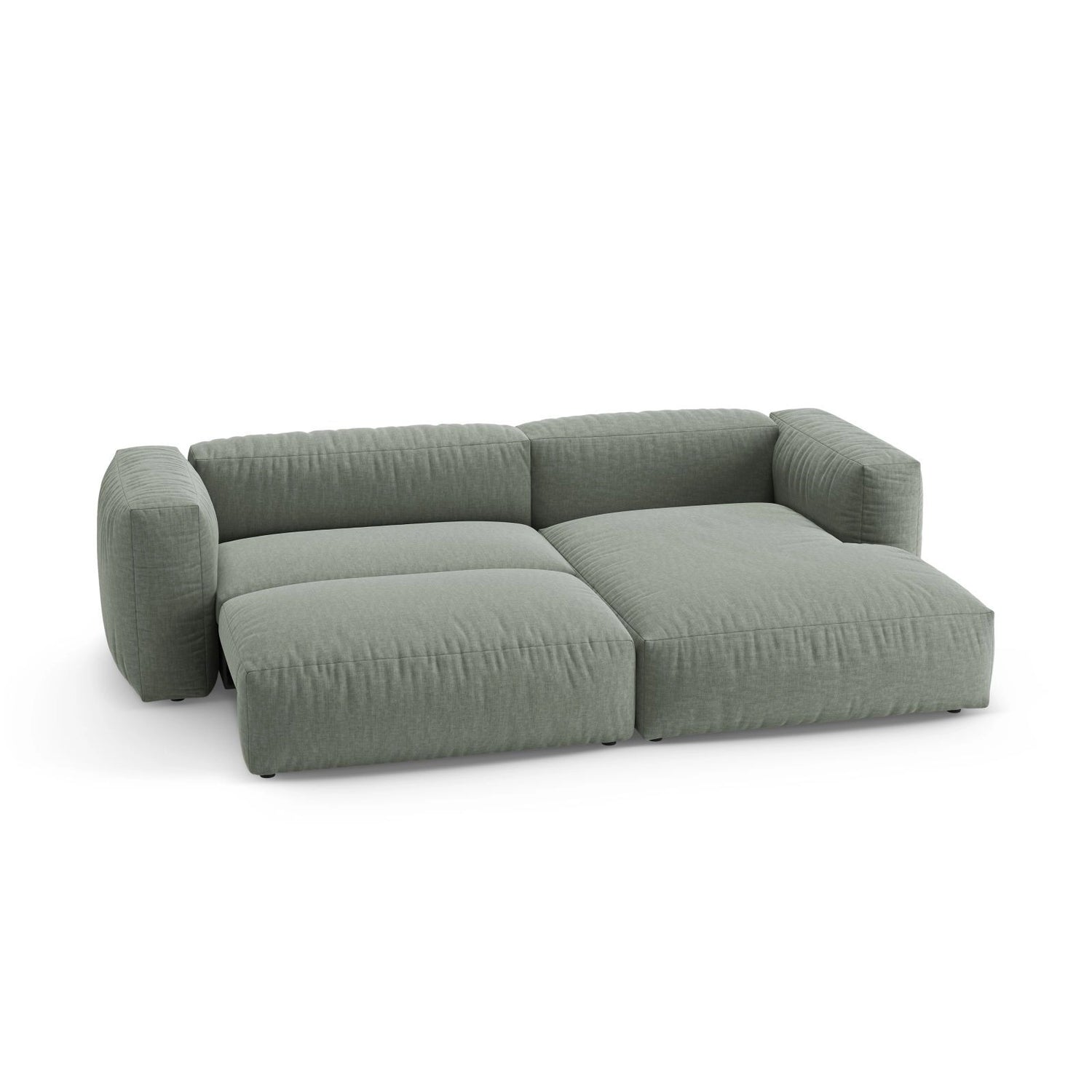 Martina 4-Sitzer Ecksofa mit Schlaffunktion, Rechte Seite, aus Strukturierter Stoff in Moosgrün (Boston Water Green), 280x170 cm von Micadoni – Bild 6