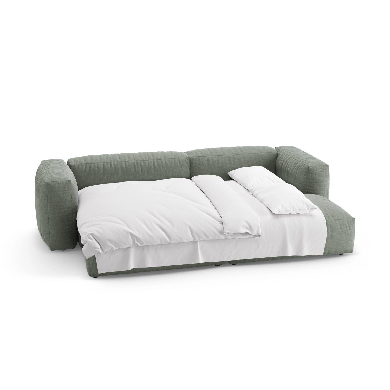 Martina 4-Sitzer Ecksofa mit Schlaffunktion, Rechte Seite, aus Strukturierter Stoff in Moosgrün (Boston Water Green), 280x170 cm von Micadoni – Bild 7