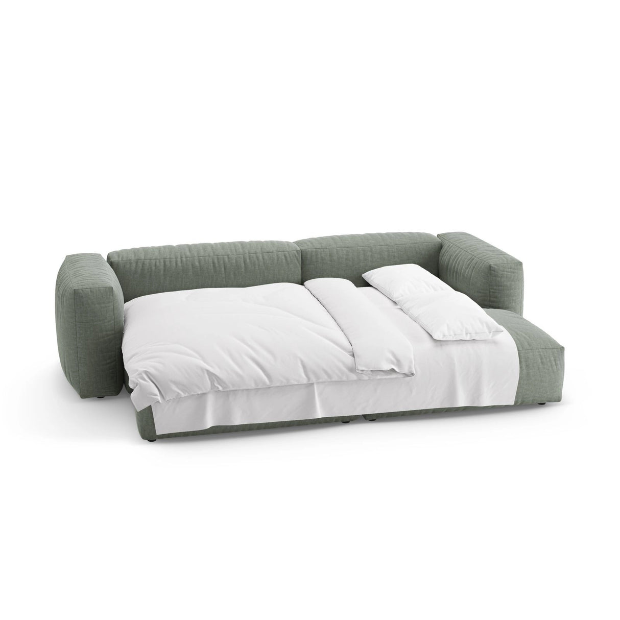 Martina 4-Sitzer Ecksofa mit Schlaffunktion, Rechte Seite, aus Strukturierter Stoff in Moosgrün (Boston Water Green), 280x170 cm von Micadoni – Bild 7