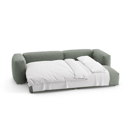 Martina 4-Sitzer Ecksofa mit Schlaffunktion, Rechte Seite, aus Strukturierter Stoff in Moosgrün (Boston Water Green), 280x170 cm von Micadoni – Bild 7