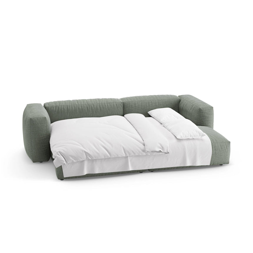 Martina 4-Sitzer Ecksofa mit Schlaffunktion, Rechte Seite, aus Strukturierter Stoff in Moosgrün (Boston Water Green), 280x170 cm von Micadoni – Bild 7