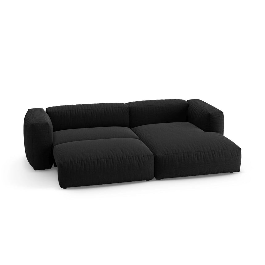 Martina 4-Sitzer Ecksofa mit Schlaffunktion, Rechte Seite, aus Strukturierter Stoff in Schwarz (Boston Black), 280x170 cm von Micadoni – Bild 6