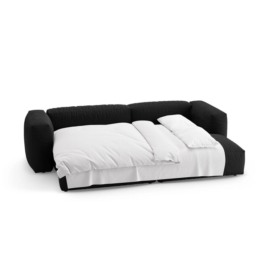 Martina 4-Sitzer Ecksofa mit Schlaffunktion, Rechte Seite, aus Strukturierter Stoff in Schwarz (Boston Black), 280x170 cm von Micadoni – Bild 7