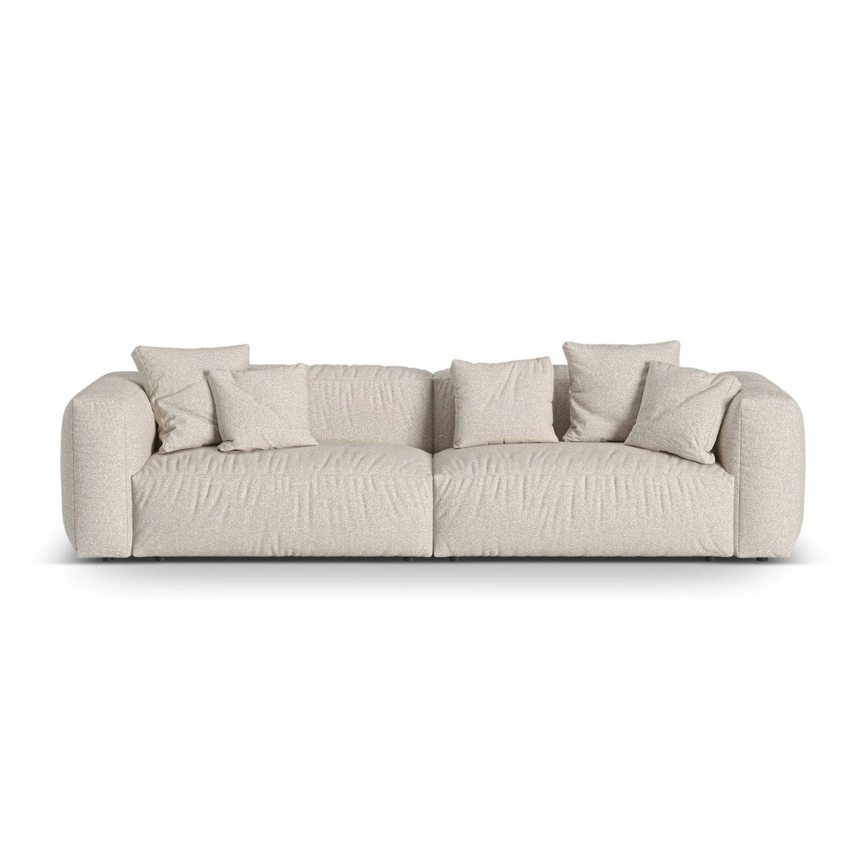 Martina 4-Sitzer Sofa, Sitztiefe 76 cm, aus Boucle in Beige (Monet Sand), 320x106 cm von Micadoni – Bild 1