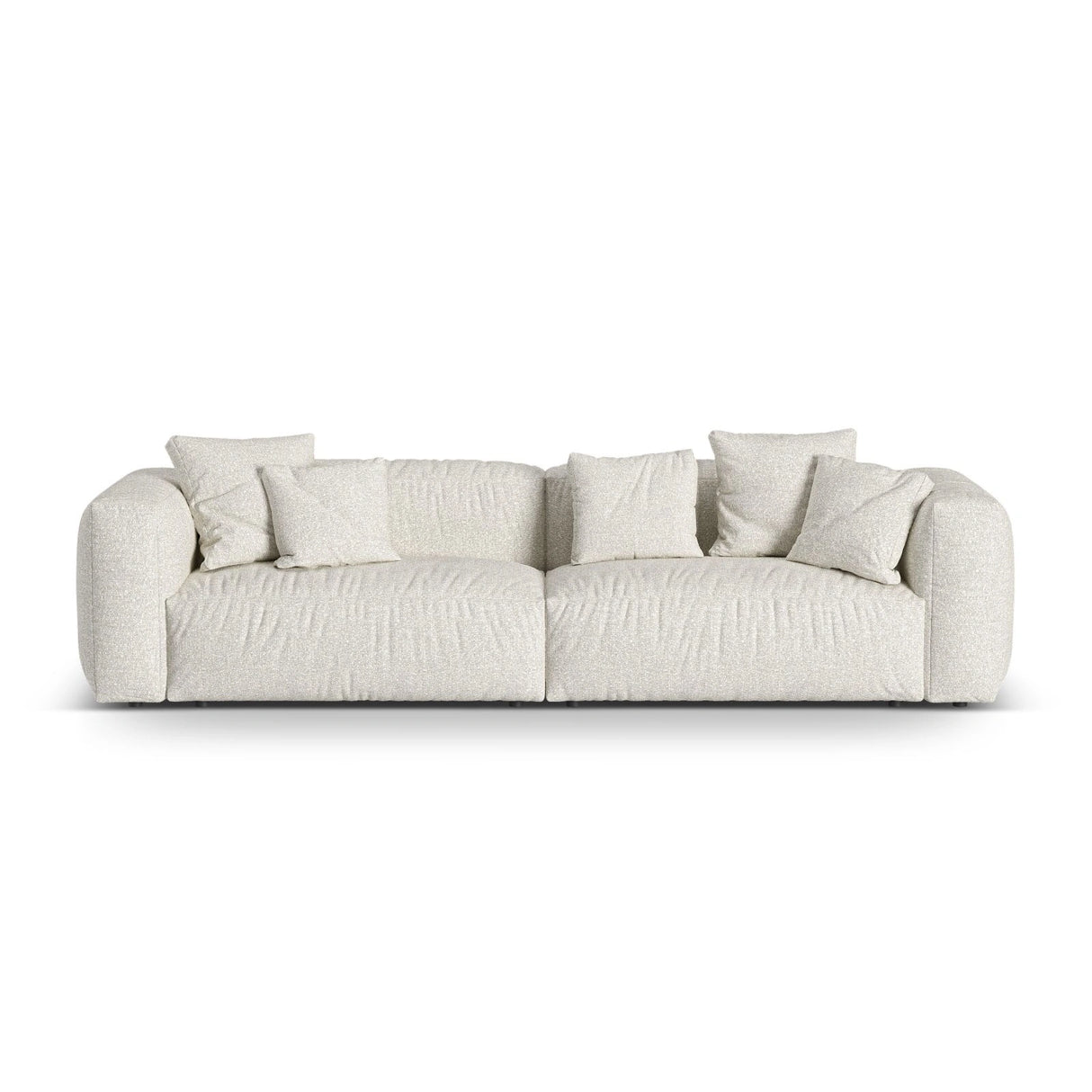 Martina 4-Sitzer Sofa, Sitztiefe 76 cm, aus Boucle in Grau Beige meliert (Monet Pearl), 320x106 cm von Micadoni – Bild 1