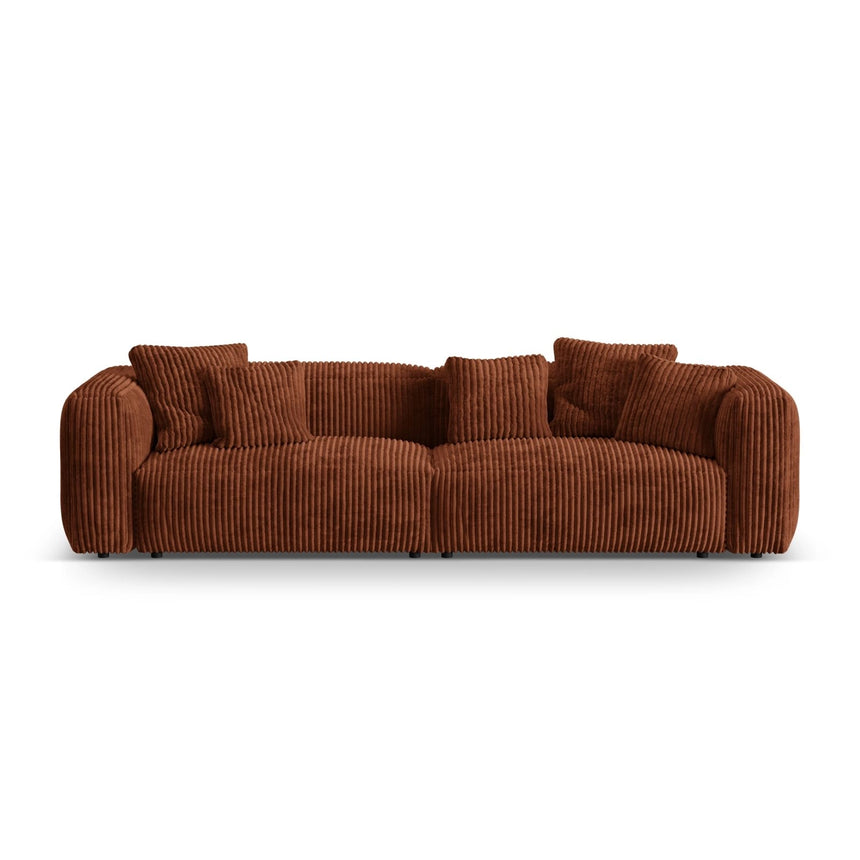 Martina 4-Sitzer Sofa, Sitztiefe 76 cm, aus Cord in Brick (Tilia 52), 320x106 cm von Micadoni – Bild 1