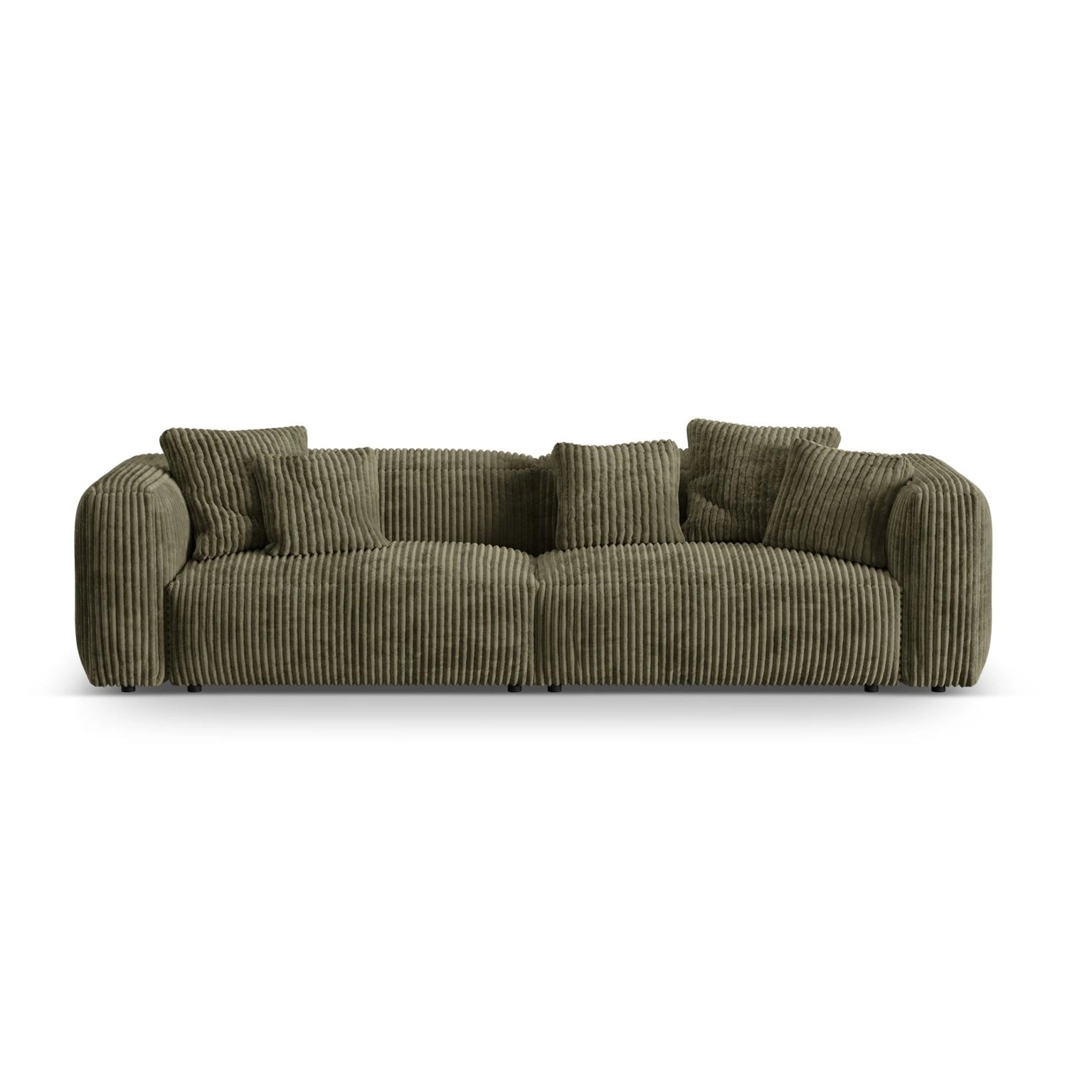 Martina 4-Sitzer Sofa, Sitztiefe 76 cm, aus Cord in Moosgrün (Tilia 37), 320x106 cm von Micadoni – Bild 1