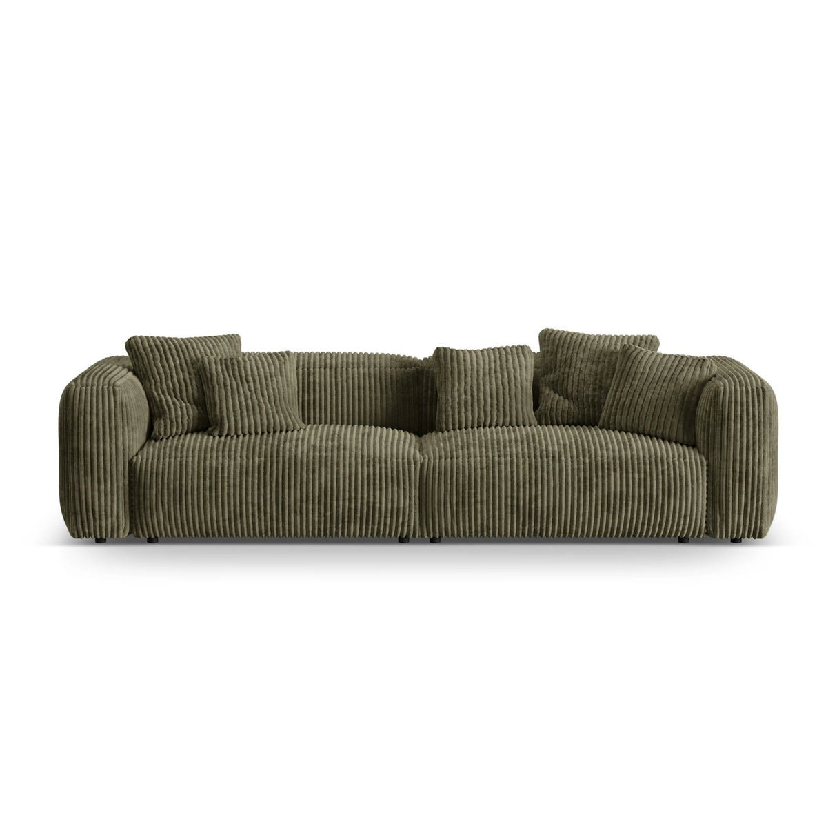 Martina 4-Sitzer Sofa, Sitztiefe 76 cm, aus Cord in Moosgrün (Tilia 37), 320x106 cm von Micadoni – Bild 1