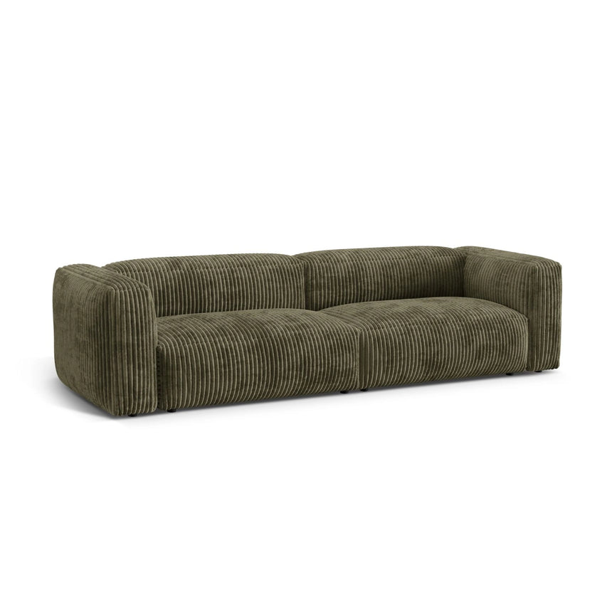Martina 4-Sitzer Sofa, Sitztiefe 76 cm, aus Cord in Moosgrün (Tilia 37), 320x106 cm von Micadoni – Bild 3