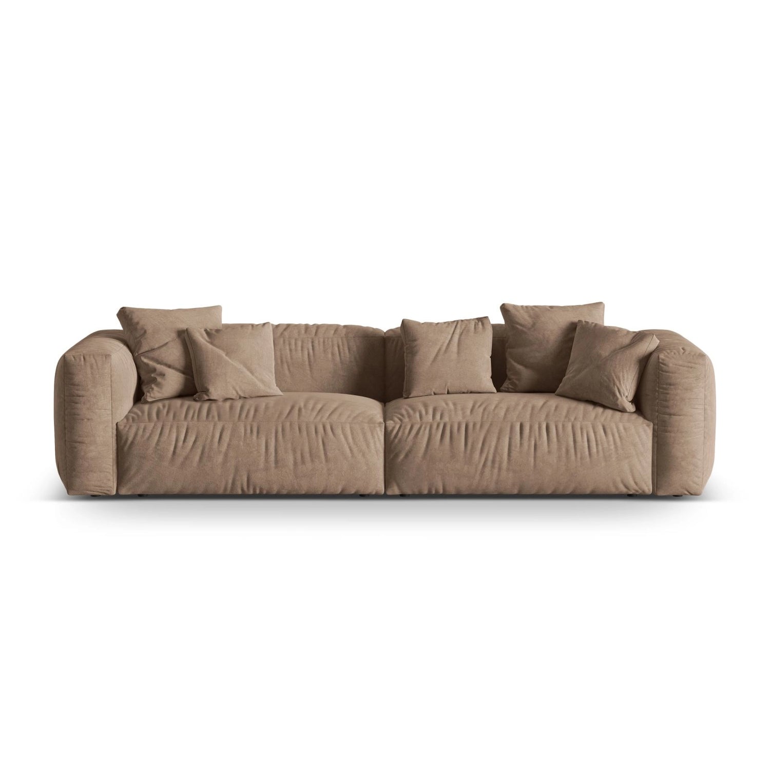 Martina 4-Sitzer Sofa, Sitztiefe 76 cm, aus Samt in Dunkelbeige (Vogue 3), 320x106 cm von Micadoni – Bild 1