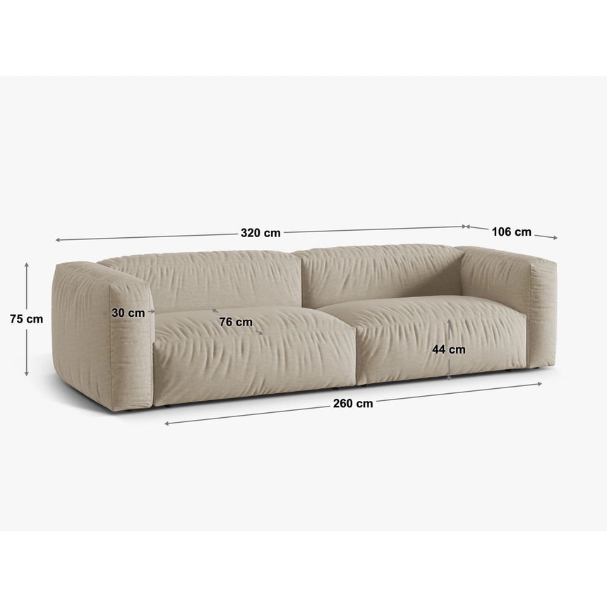 Martina 4-Sitzer Sofa, Sitztiefe 76 cm, aus Samt in Dunkelbeige (Vogue 3), 320x106 cm von Micadoni – Bild 2