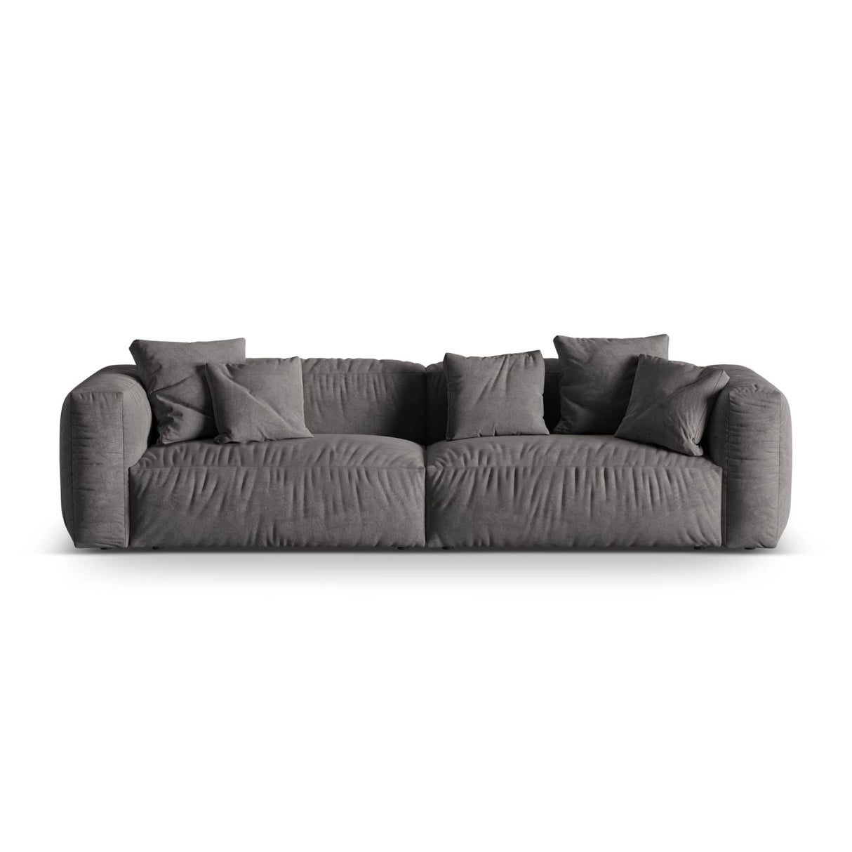 Martina 4-Sitzer Sofa, Sitztiefe 76 cm, aus Samt in Grau (Vogue 15), 320x106 cm von Micadoni – Bild 1