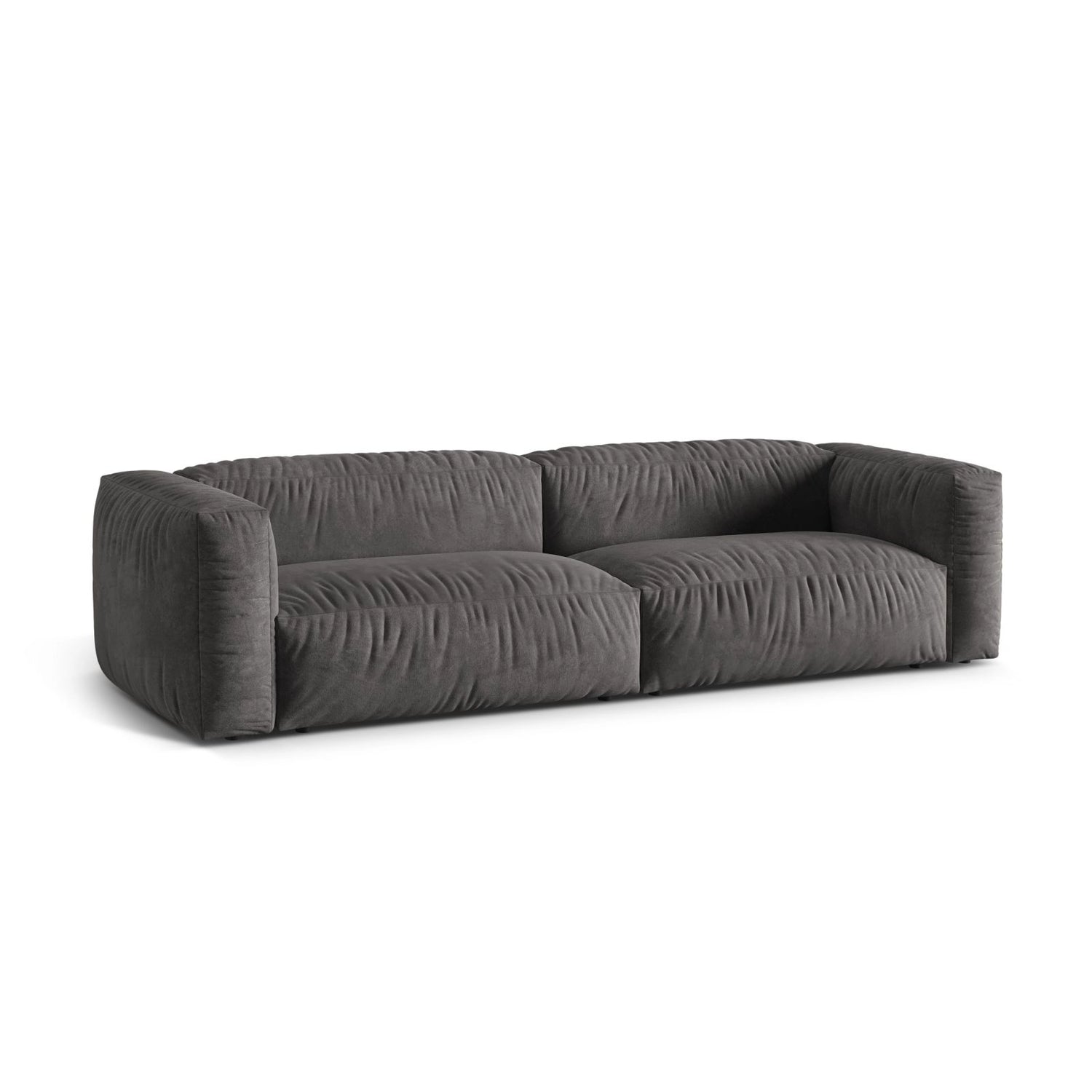 Martina 4-Sitzer Sofa, Sitztiefe 76 cm, aus Samt in Grau (Vogue 15), 320x106 cm von Micadoni – Bild 3
