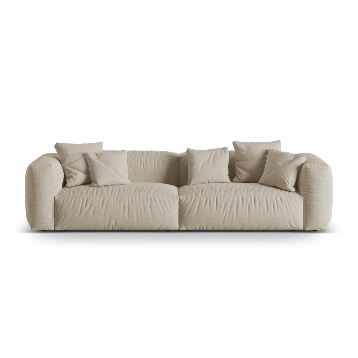 Martina 4-Sitzer Sofa, Sitztiefe 76 cm, aus Strukturierter Stoff in Leichtes Beige (Boston Toffee), 320x106 cm von Micadoni – Bild 1