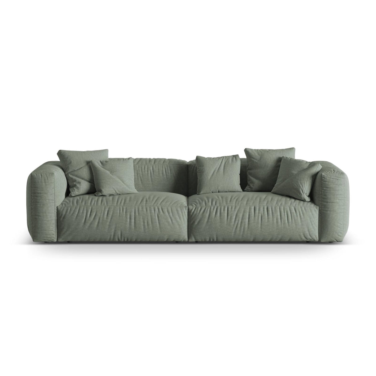 Martina 4-Sitzer Sofa, Sitztiefe 76 cm, aus Strukturierter Stoff in Moosgrün (Boston Water Green), 320x106 cm von Micadoni – Bild 1