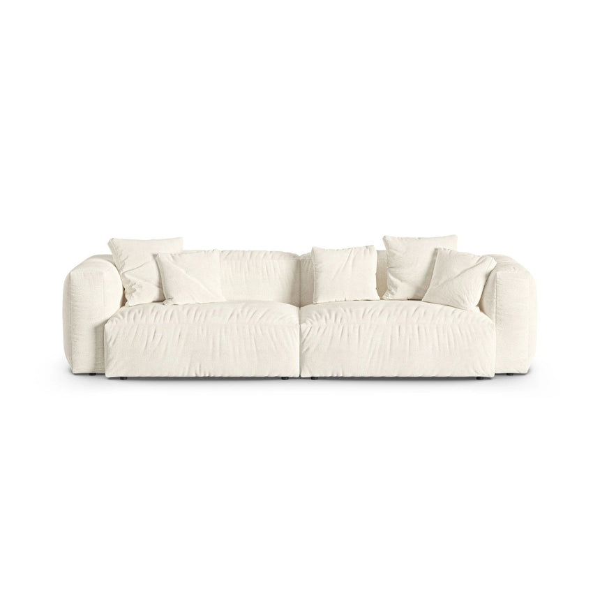 Martina 4-Sitzer Sofa, Sitztiefe 90 cm, aus Boucle in Elfenbein (Monet Nata), 320x120 cm von Micadoni – Bild 1