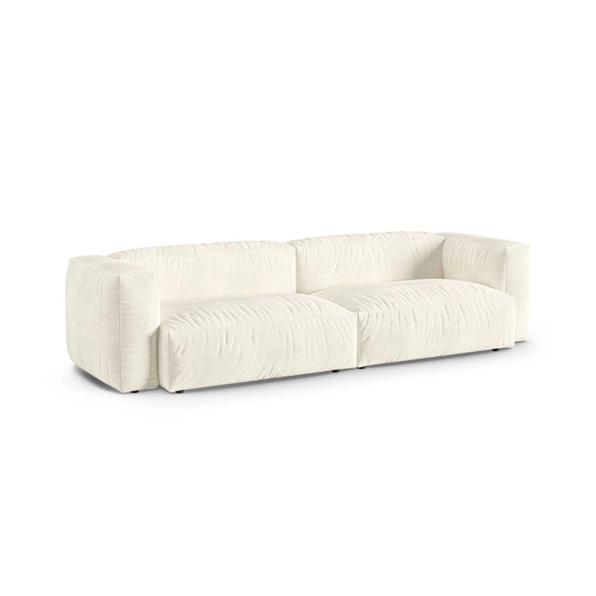 Martina 4-Sitzer Sofa, Sitztiefe 90 cm, aus Boucle in Elfenbein (Monet Nata), 320x120 cm von Micadoni – Bild 3