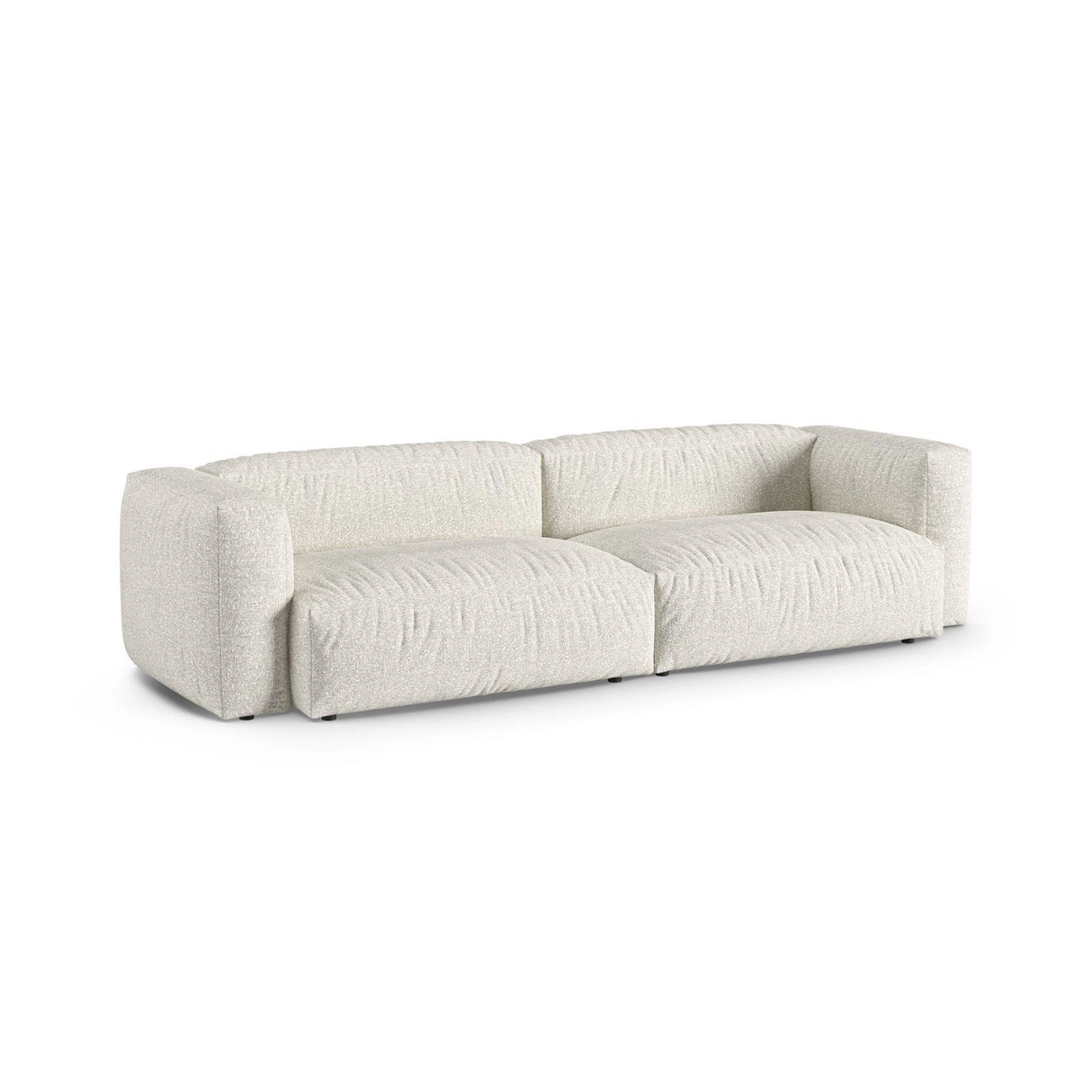 Martina 4-Sitzer Sofa, Sitztiefe 90 cm, aus Boucle in Grau Beige meliert (Monet Pearl), 320x120 cm von Micadoni – Bild 3