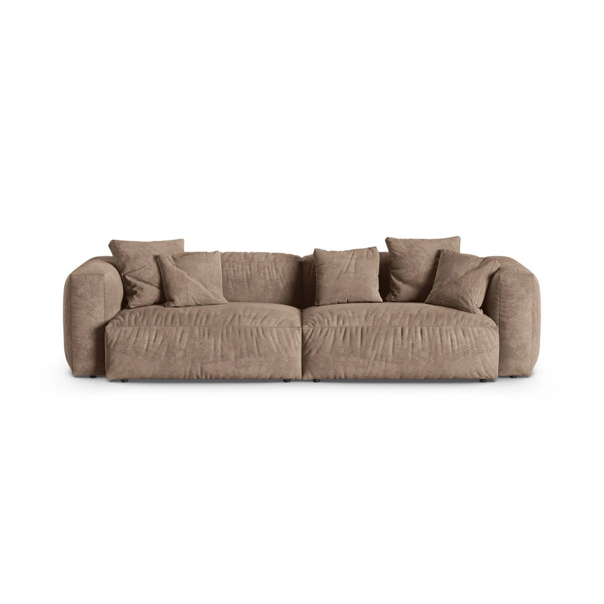 Martina 4-Sitzer Sofa, Sitztiefe 90 cm, aus Samt in Dunkelbeige (Vogue 3), 320x120 cm von Micadoni – Bild 1