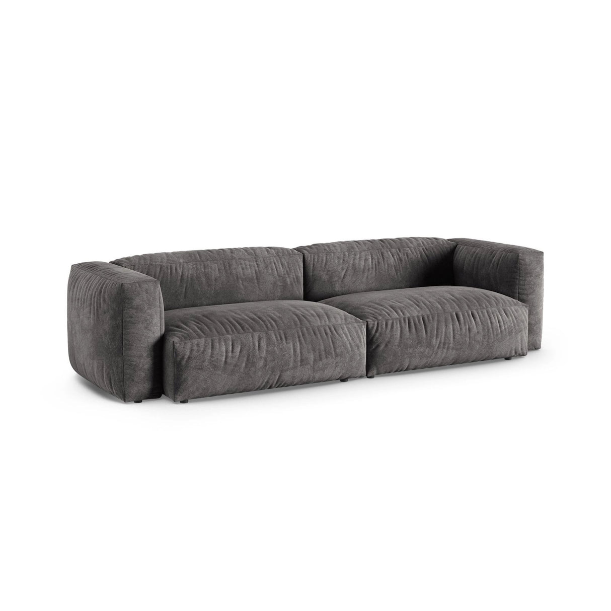 Martina 4-Sitzer Sofa, Sitztiefe 90 cm, aus Samt in Grau (Vogue 15), 320x120 cm von Micadoni – Bild 3
