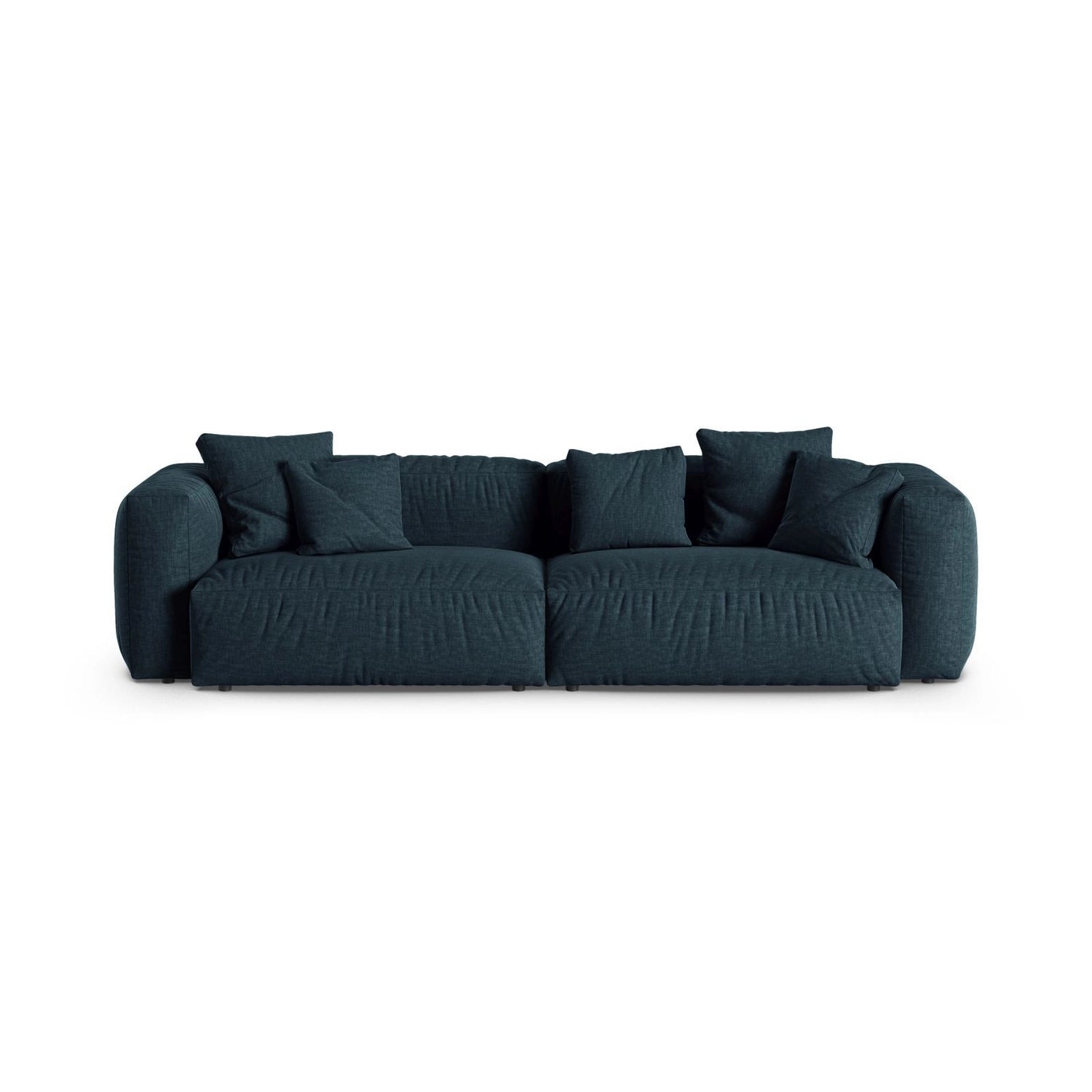 Martina 4-Sitzer Sofa, Sitztiefe 90 cm, aus Strukturierter Stoff in Blau Jeans (Boston Ocean), 320x120 cm von Micadoni – Bild 1