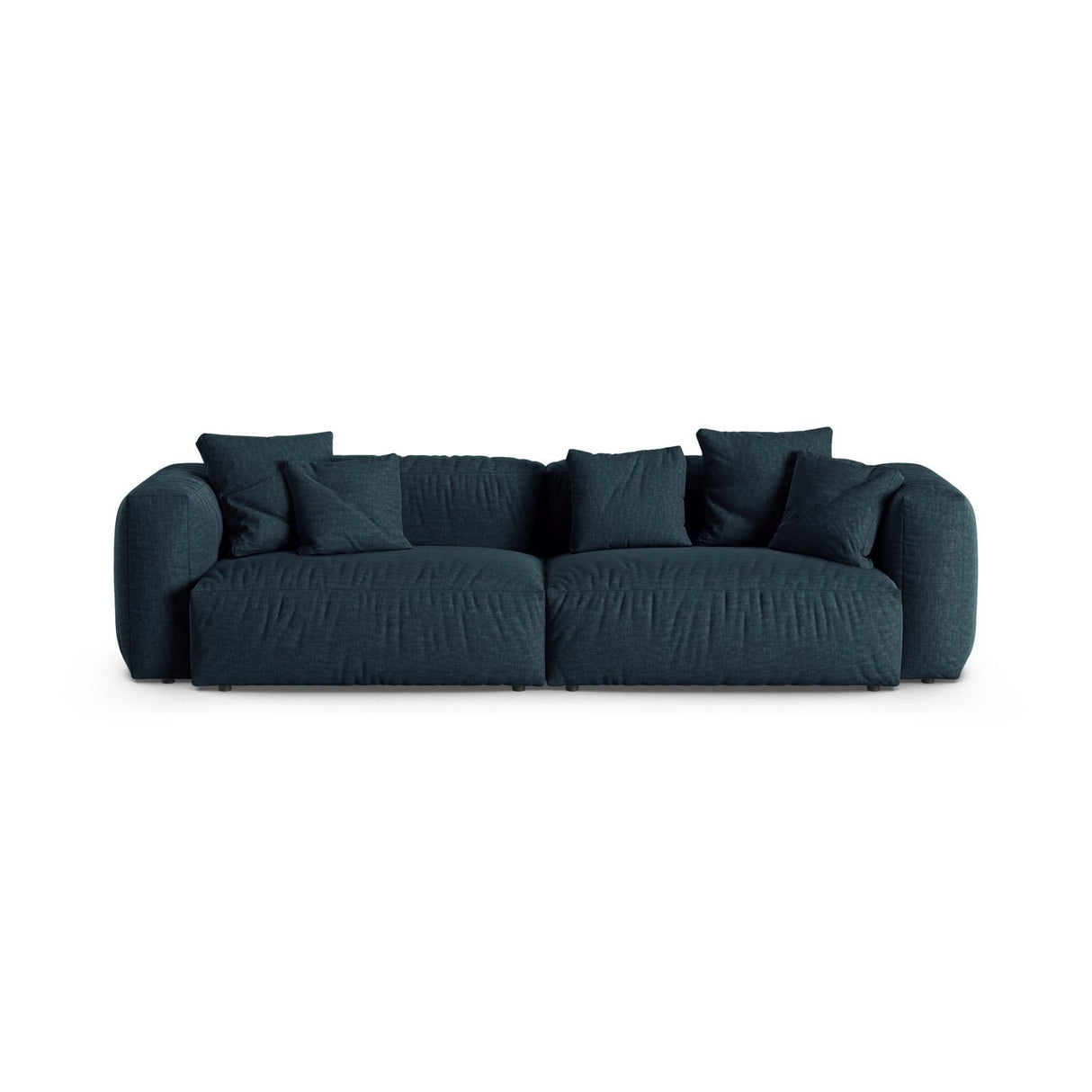 Martina 4-Sitzer Sofa, Sitztiefe 90 cm, aus Strukturierter Stoff in Blau Jeans (Boston Ocean), 320x120 cm von Micadoni – Bild 1