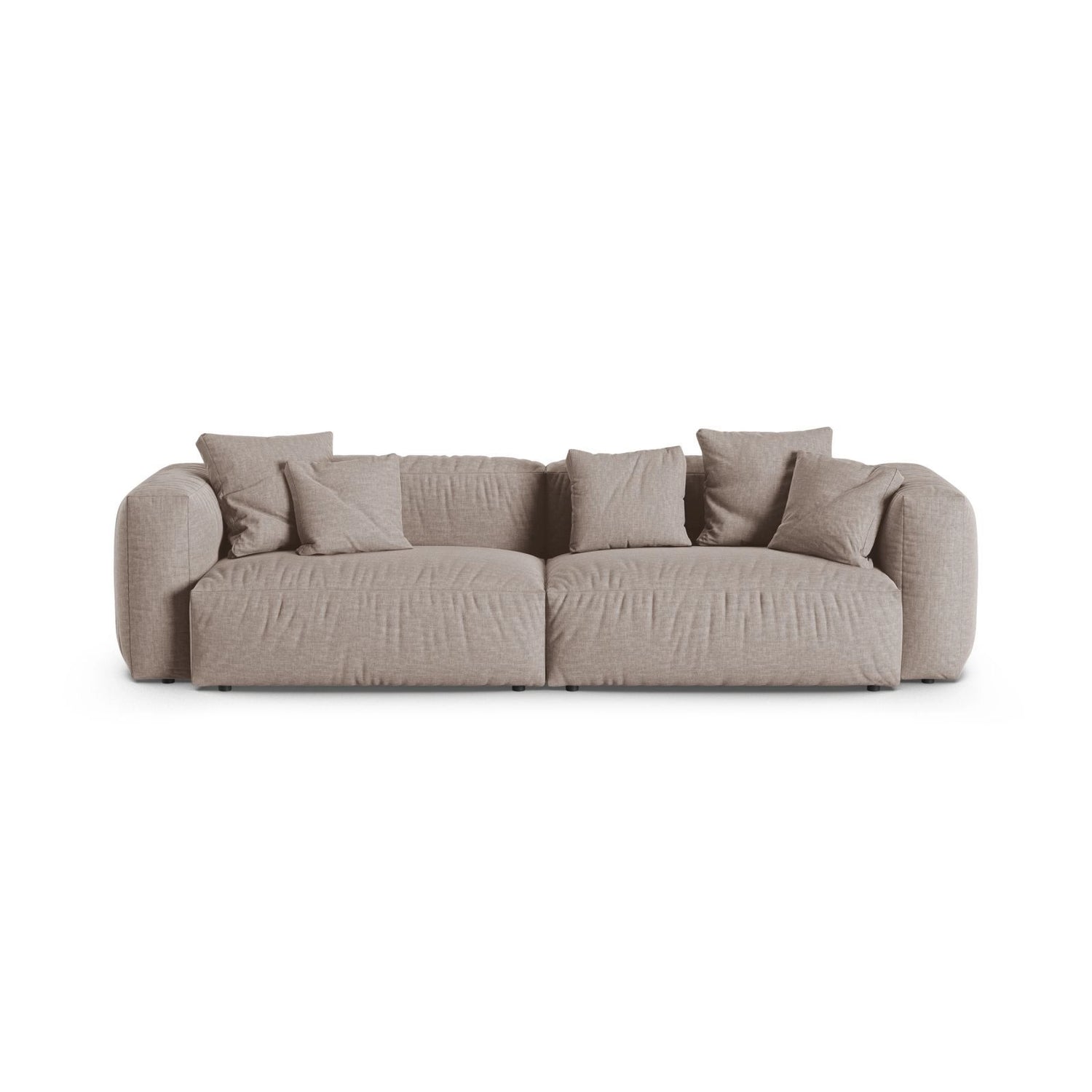 Martina 4-Sitzer Sofa, Sitztiefe 90 cm, aus Strukturierter Stoff in Dunkelbeige (Boston Trufa), 320x120 cm von Micadoni – Bild 1