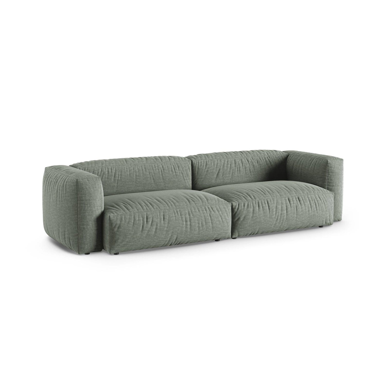 Martina 4-Sitzer Sofa, Sitztiefe 90 cm, aus Strukturierter Stoff in Moosgrün (Boston Water Green), 320x120 cm von Micadoni – Bild 3